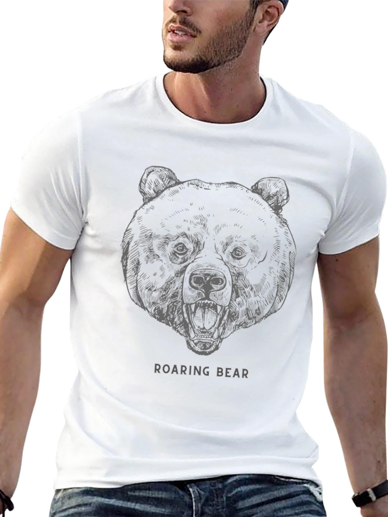 Roaring Bear Graphic T-Shirt - Stylish Mens Tee
