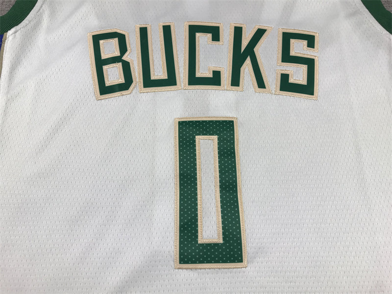 Men's Milwaukee Bucks Damian Lillard #0 White Fast Break Player Jerseys - Association Edition