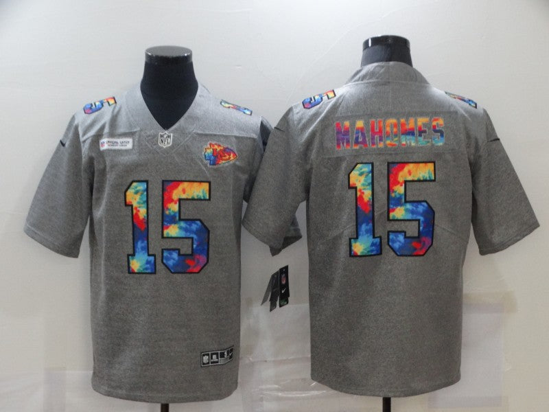 Men's Kansas City Chiefs Patrick Mahomes #15 Gray Game Player Jerseys
