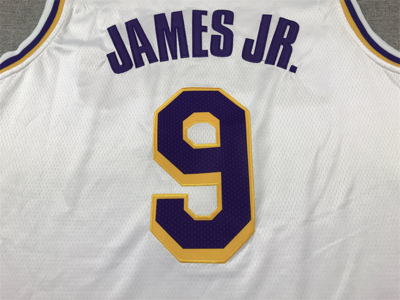 Men's Los Angeles Lakers Bronny James #9 White Swingman Player Jerseys - Association Edition