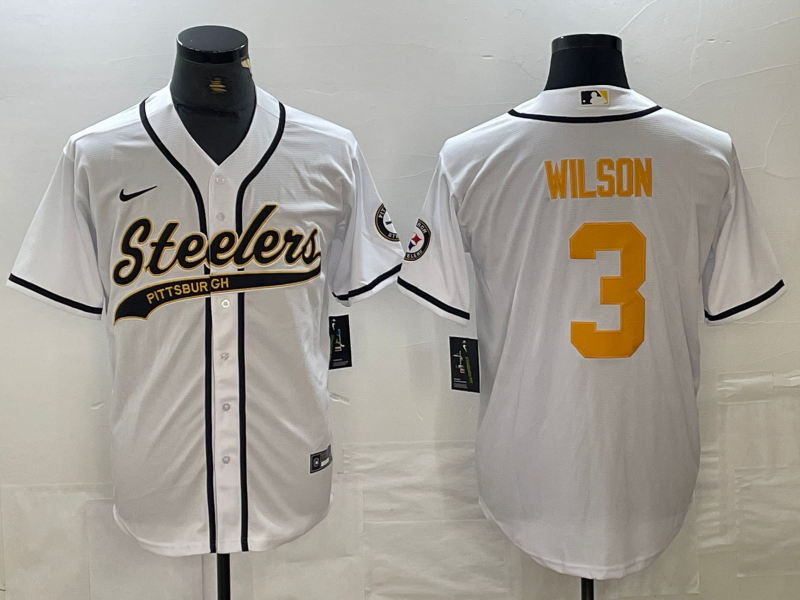 Men's Pittsburgh Steelers Russell Wilson #3 White Player Jerseys Joint Edition