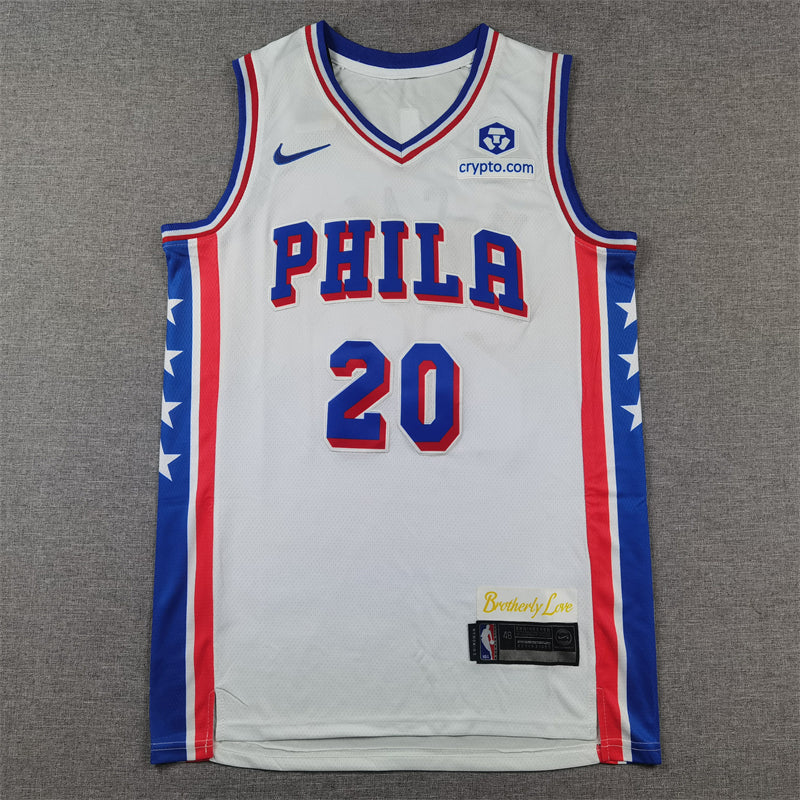 Men's Philadelphia 76ers Jared McCain #20 White Swingman Jerseys - Association Edition