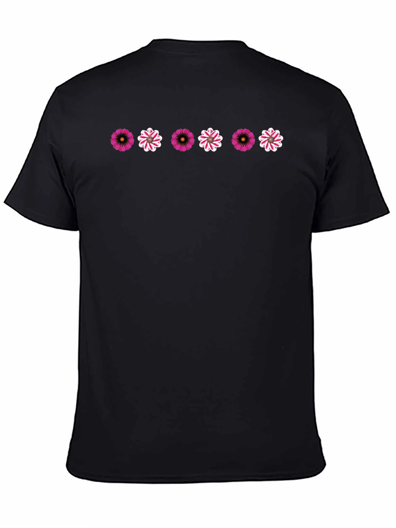 Floral Pattern Black T-Shirt