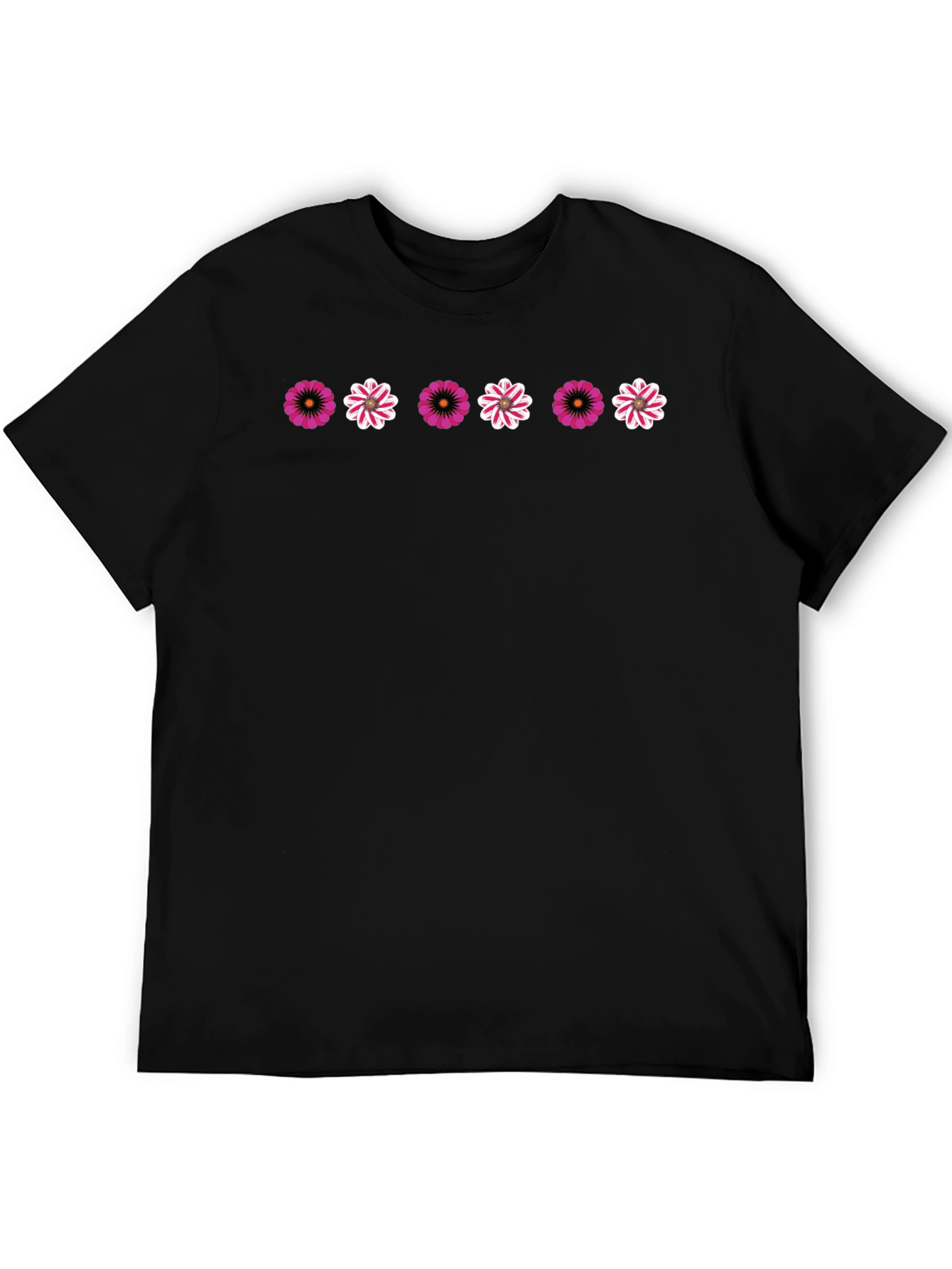 Floral Pattern Black T-Shirt