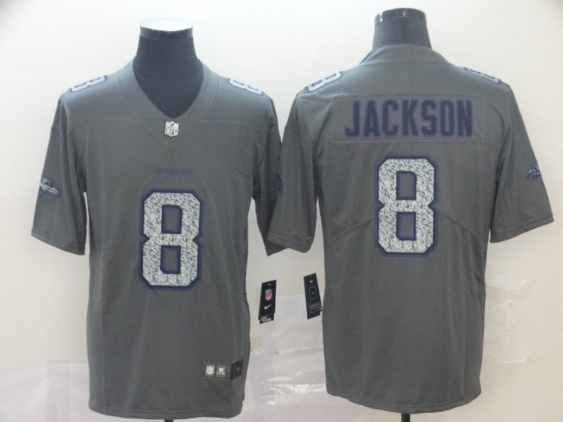 Men's Baltimore Ravens Lamar Jackson #8 Gray Player Game Jerseys