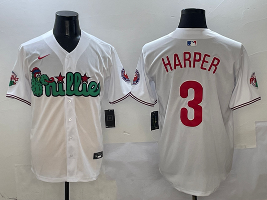 Men's Philadelphia Phillies Bryce Harper #3 White Game Jerseys