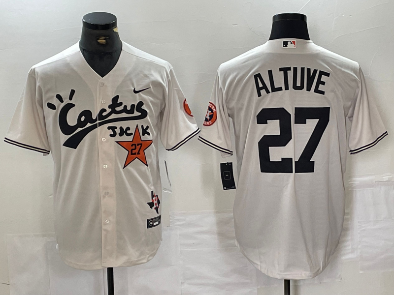Men's Houston Astros Jose Altuve #27 White Limited Player Jerseys
