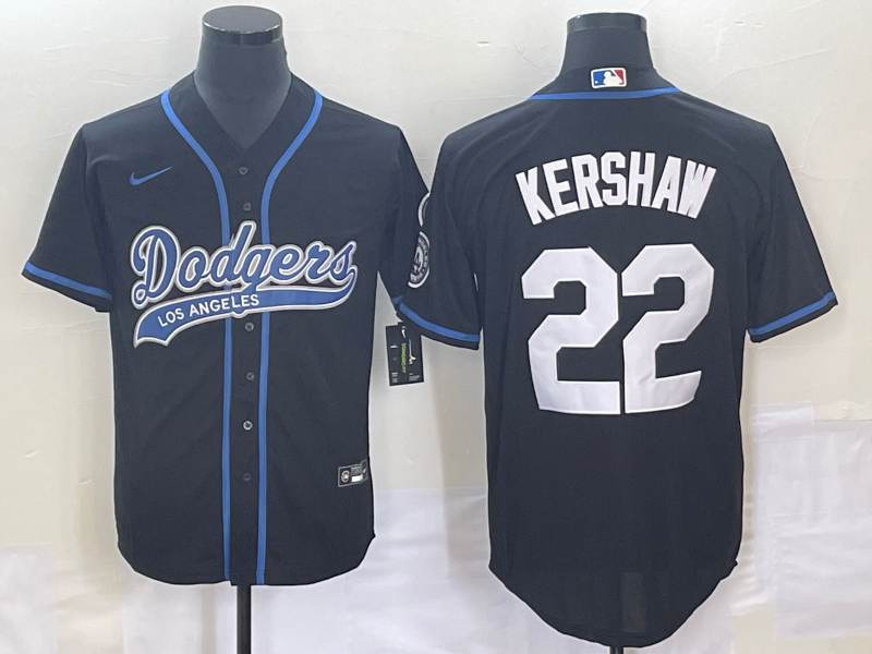 Men's Los Angeles Dodgers Clayton Kershaw #22 Black Player Jerseys Joint Edition
