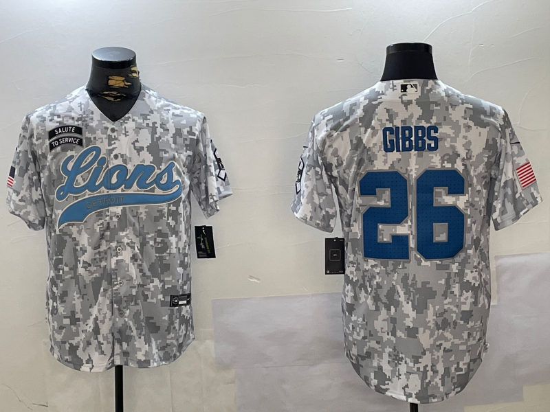 Men's Detroit Lions Jahmyr Gibbs #26 Arctic Camo 2024 Salute to Service Player Jerseys