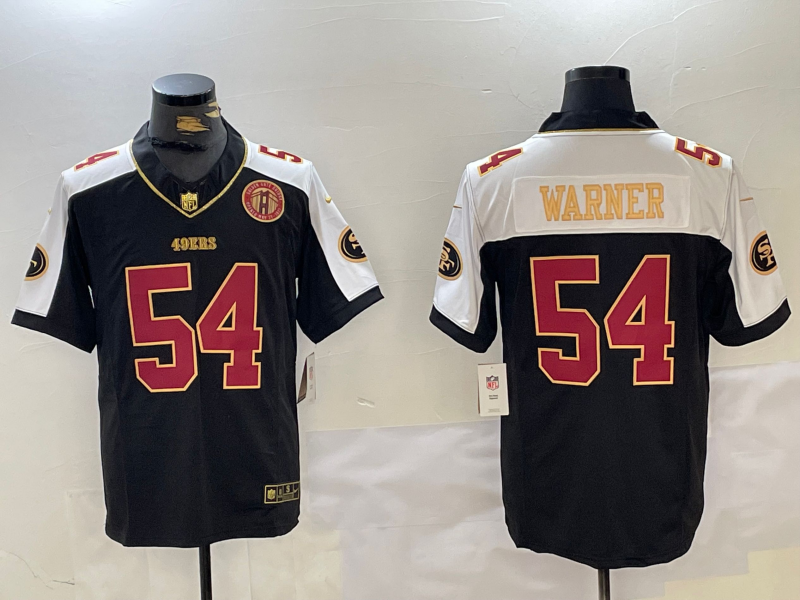 Men's San Francisco 49ers Fred Warner #54 Black Game Team Jerseys