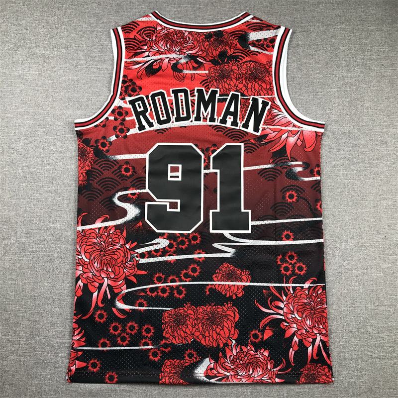 Men's Chicago Bulls Dennis Rodman #91 Year of Rabbit Edition Hardwood Classics Swingman Jerseys