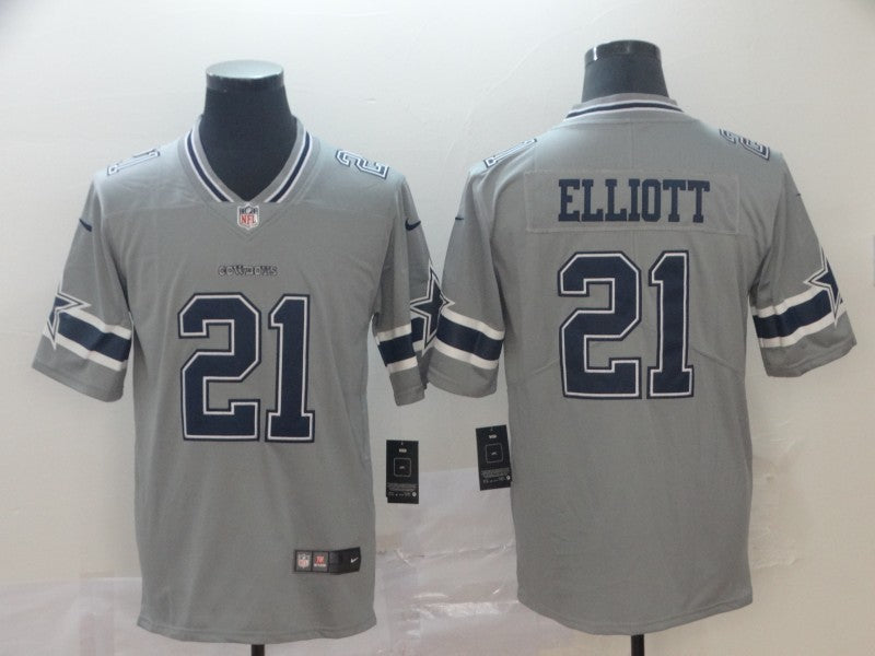 Men's Dallas Cowboys Ezekiel Elliott #21 Gray Inverted Legend Jerseys