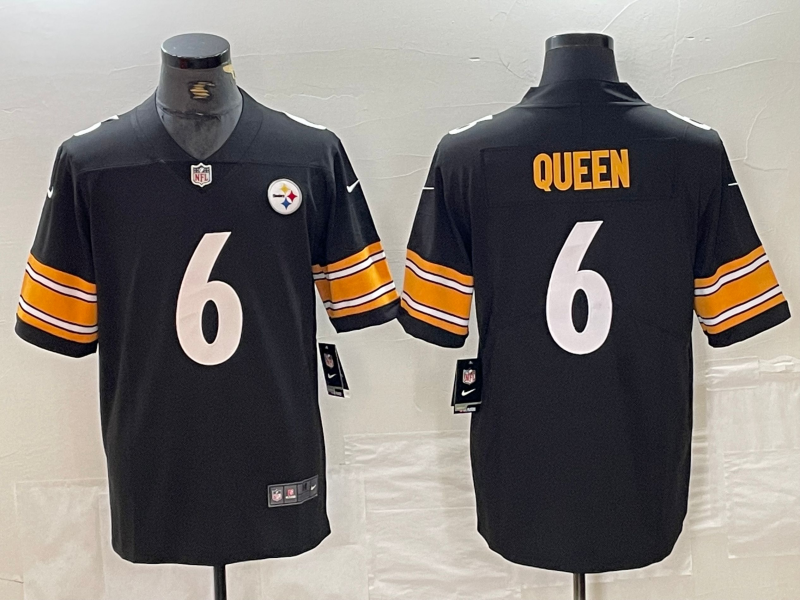 Men's Pittsburgh Steelers Patrick Queen #6 Black Game Jerseys