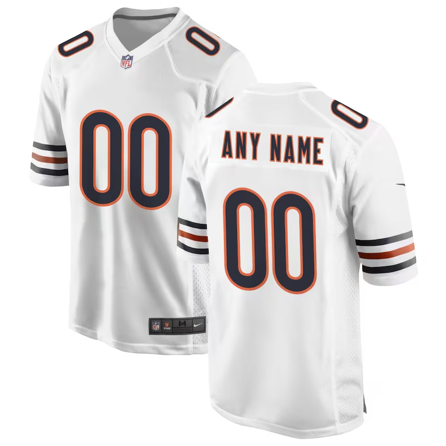Custom1 Chicago Bears White Game Jerseys