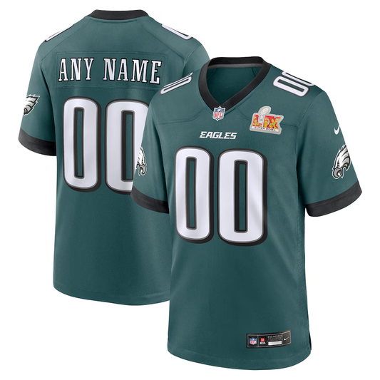 Men's Philadelphia Eagles Midnight Green Super Bowl LIX Custom Game Jerseys