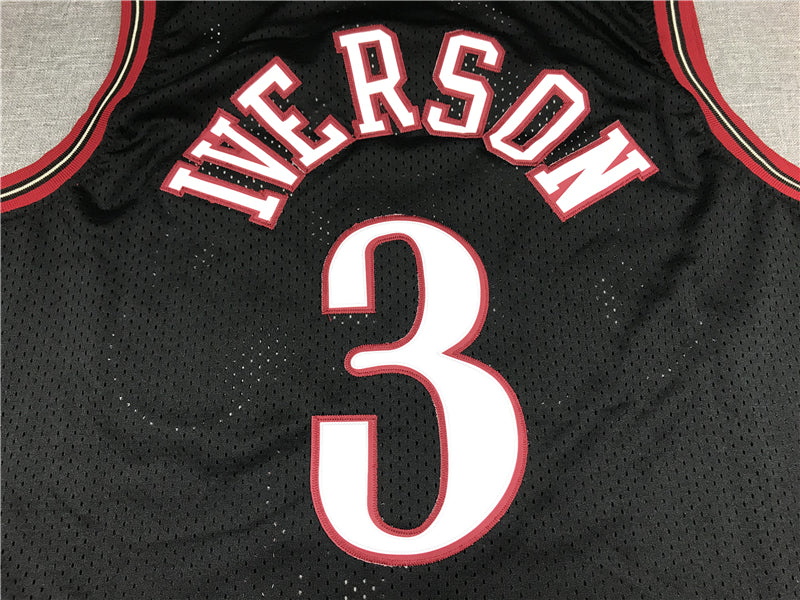 Men's Philadelphia 76ers Allen Iverson #3 Black Throwback Swingman Jerseys
