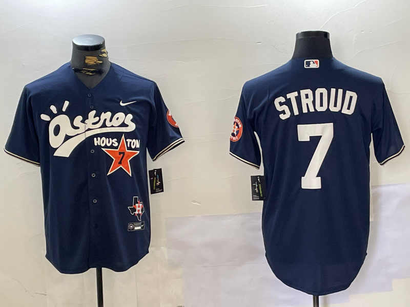 Men's Houston Astros C.J. Stroud #7 Navy Game Player Jerseys