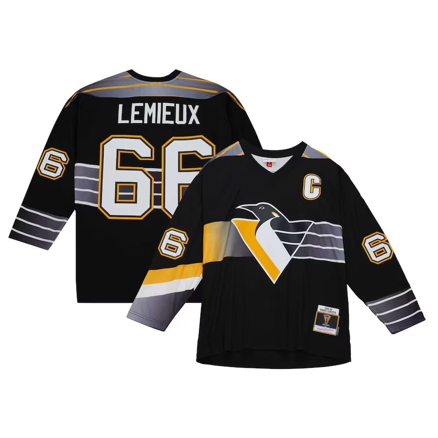 Men's Pittsburgh Penguins Mario Lemieux #66 Black Replica Player Jerseys