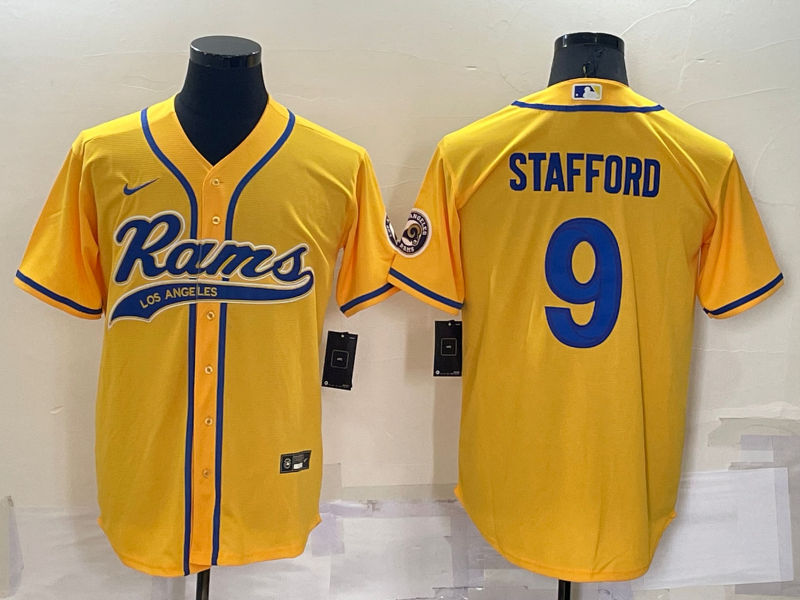 Men's Los Angeles Rams Matthew Stafford #9 Yellow Game Jerseys Joint Edition