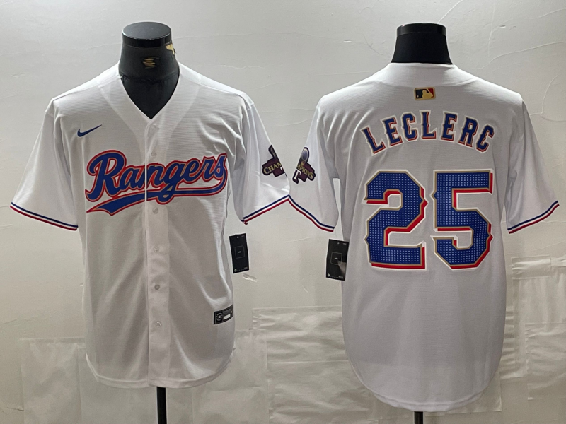 Men's Texas Rangers Jose Leclerc #25 White 2024 Gold Collection Limited Player Jerseys