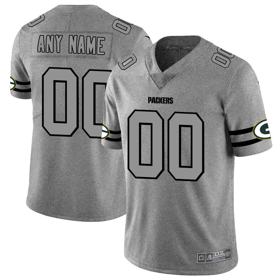 Custom1 Green Bay Packers 2019 Gray Gridiron Gray Vapor Untouchable Limited Jerseys Stitched American Football Jerseys