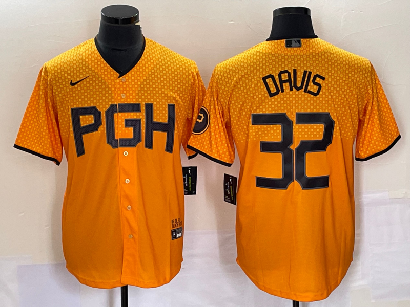 Men's Pittsburgh Pirates Henry Davis #32 Gold 2023 City Connect Replica Player Jerseys