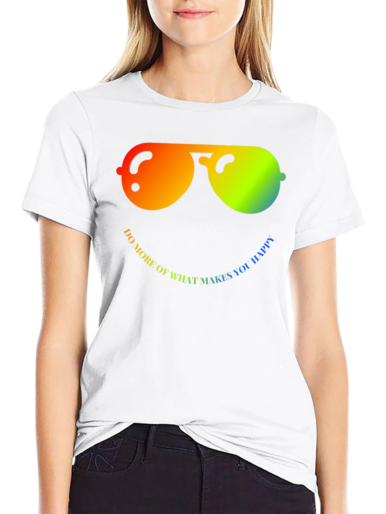 Rainbow Smiley Face Graphic T-Shirt