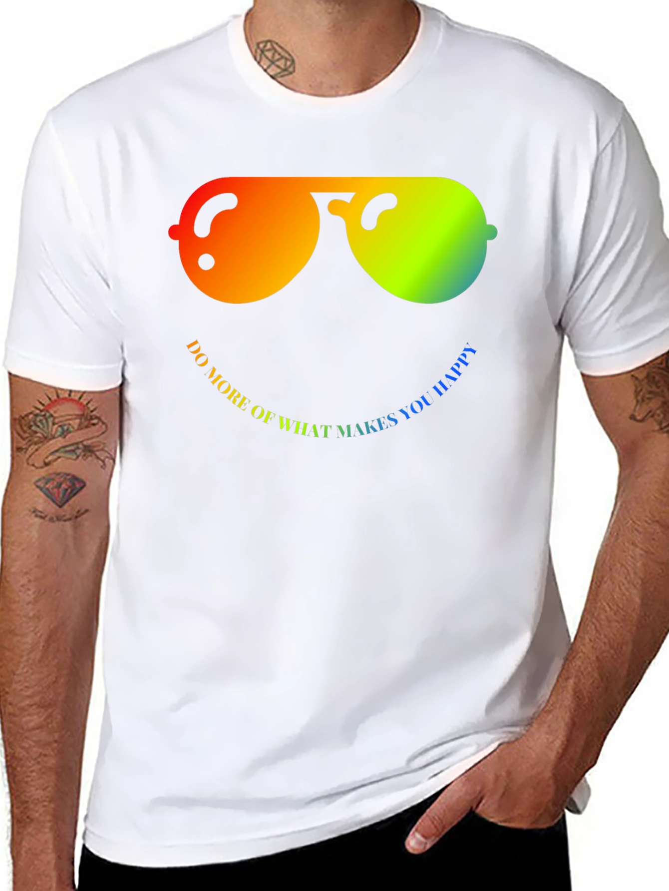 Rainbow Smiley Face Graphic T-Shirt