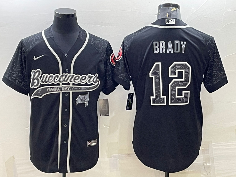 Men's Tampa Bay Buccaneers Tom Brady #12 Black Retired Player RFLCTV Limited Jerseys Joint Edition