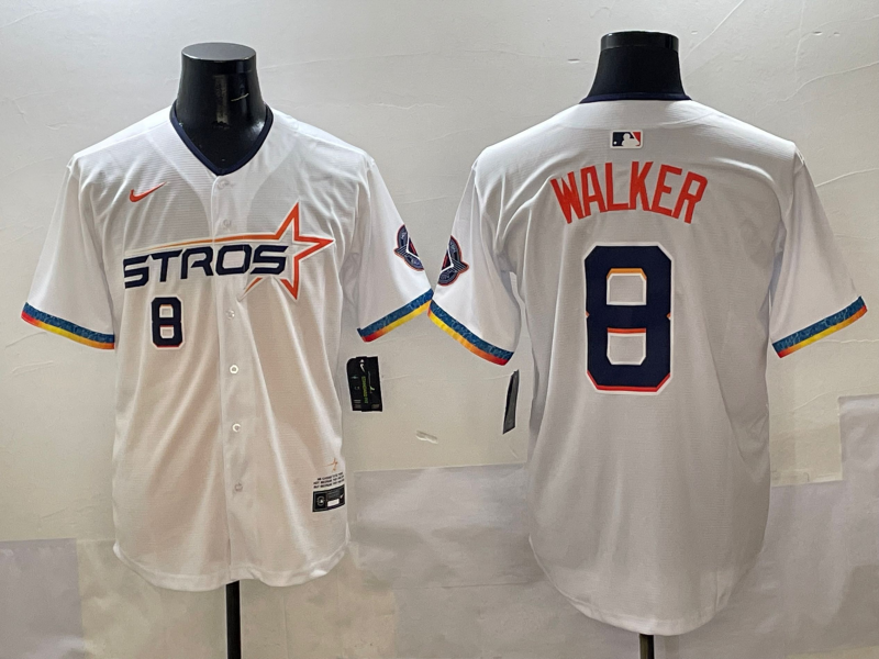 Men's Houston Astros Christian Walker #8 White 2025 City Connect Limited Player Jerseys