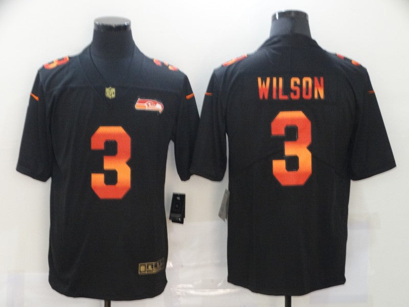 Men's Seattle Seahawks #3 Russell Wilson Black Player Game Jerseys