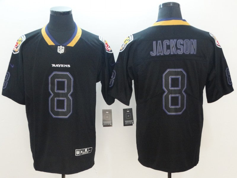Men's Baltimore Ravens Lamar Jackson #8 Black Authentic Game Jerseys