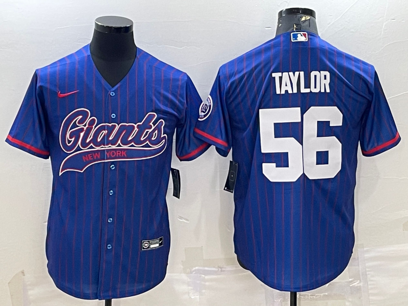 Men's New York Giants Lawrence Taylor #56 Blue Player Jerseys Joint Edition