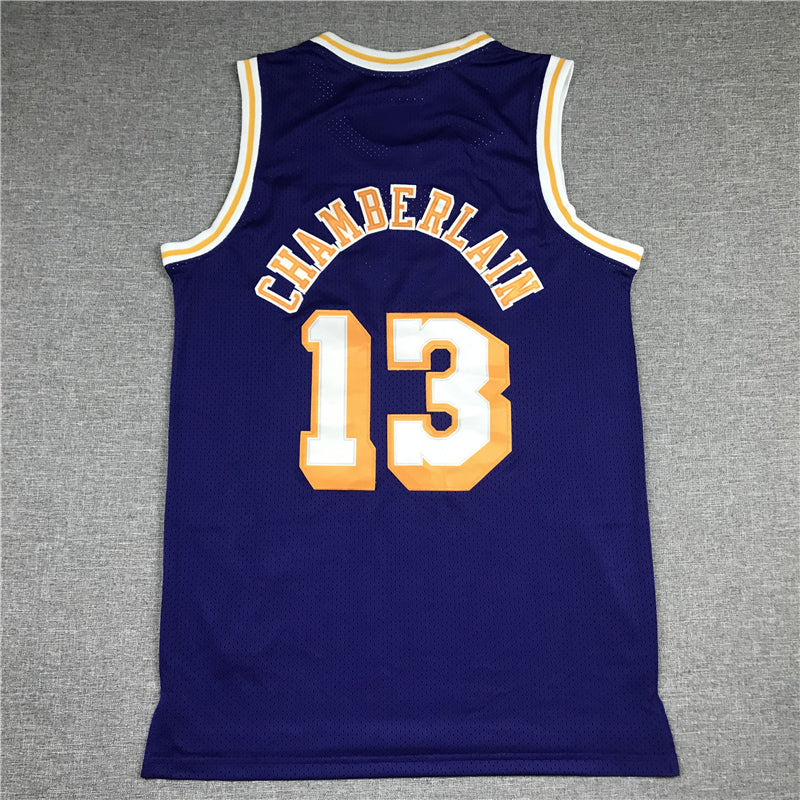 Men's Los Angeles Lakers Wilt Chamberlain #13 NBA Swingman Jerseys - Retro Purple