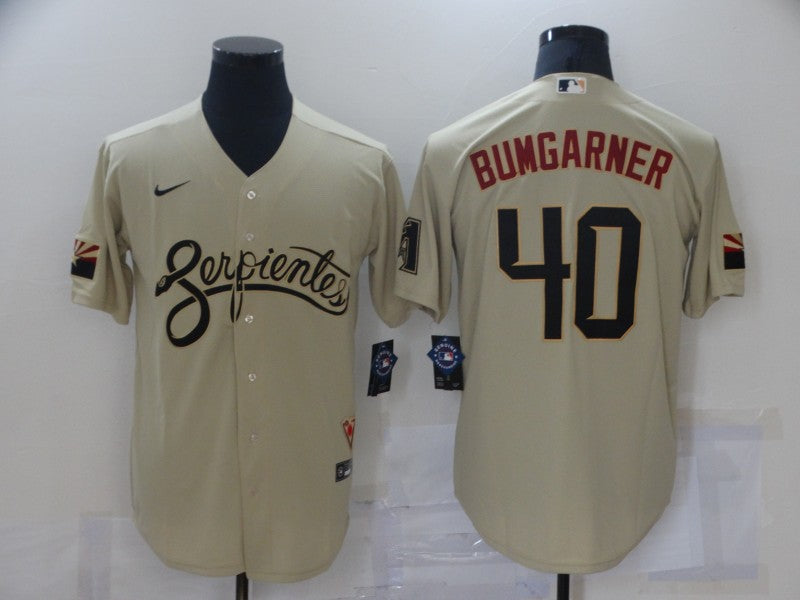 Men's Arizona Diamondbacks Madison Bumgarner #40 Beige Replica Baseball Jerseys