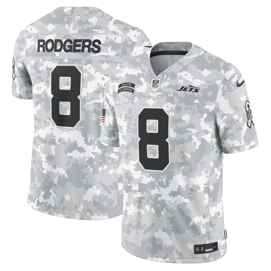 Aaron Rodgers New York Jets Nike 2024 Salute to Service Limited Jersey - Arctic Camo