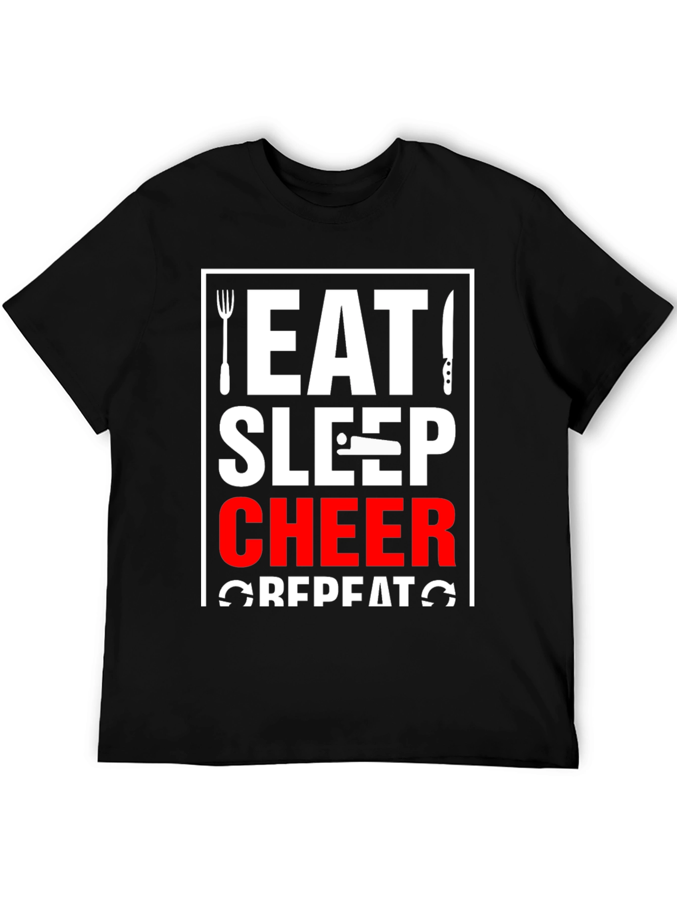 Eat Sleep Cheer Repeat Black T-Shirt