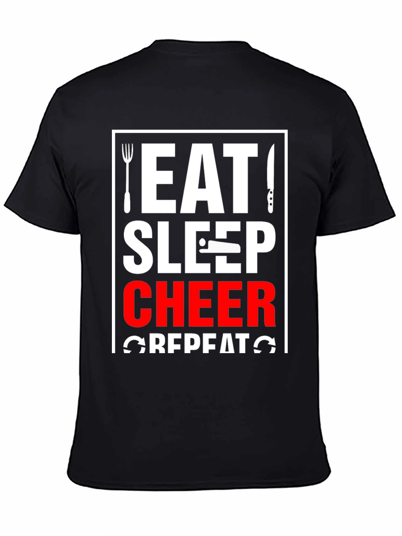 Eat Sleep Cheer Repeat Black T-Shirt