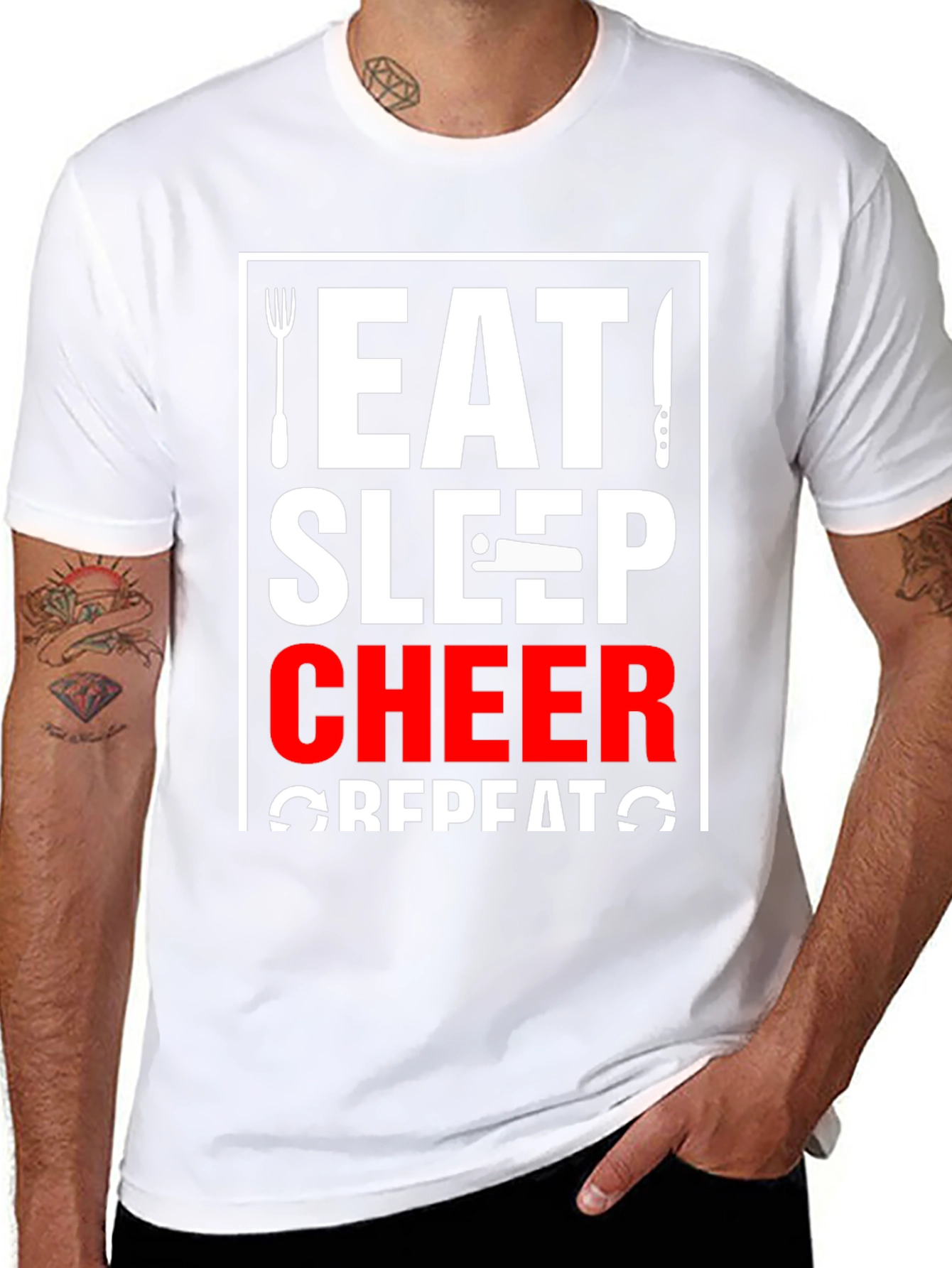 Eat Sleep Cheer Repeat Black T-Shirt