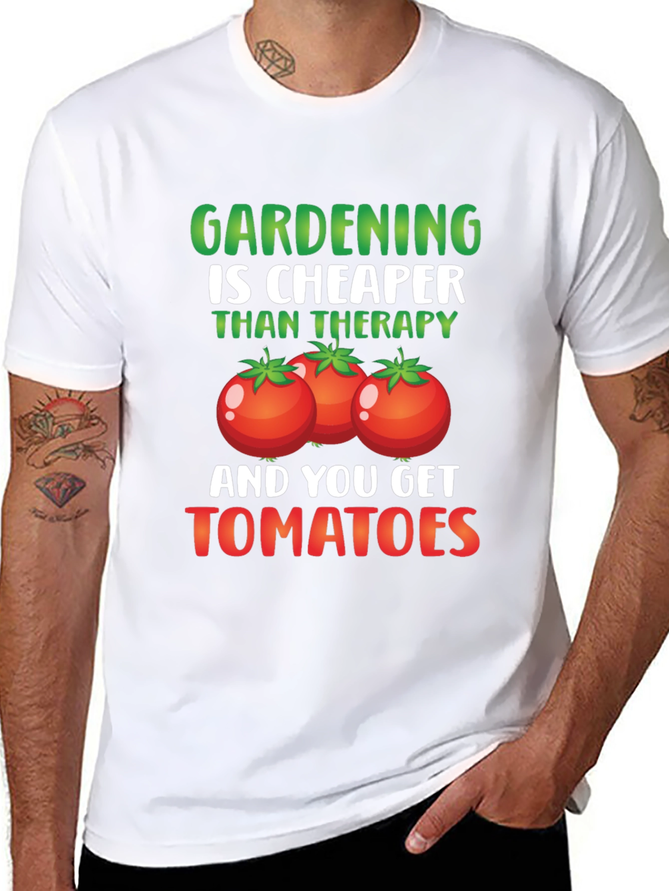 Gardening is Cheaper Than Therapy Tomato Graphic T-Shirt