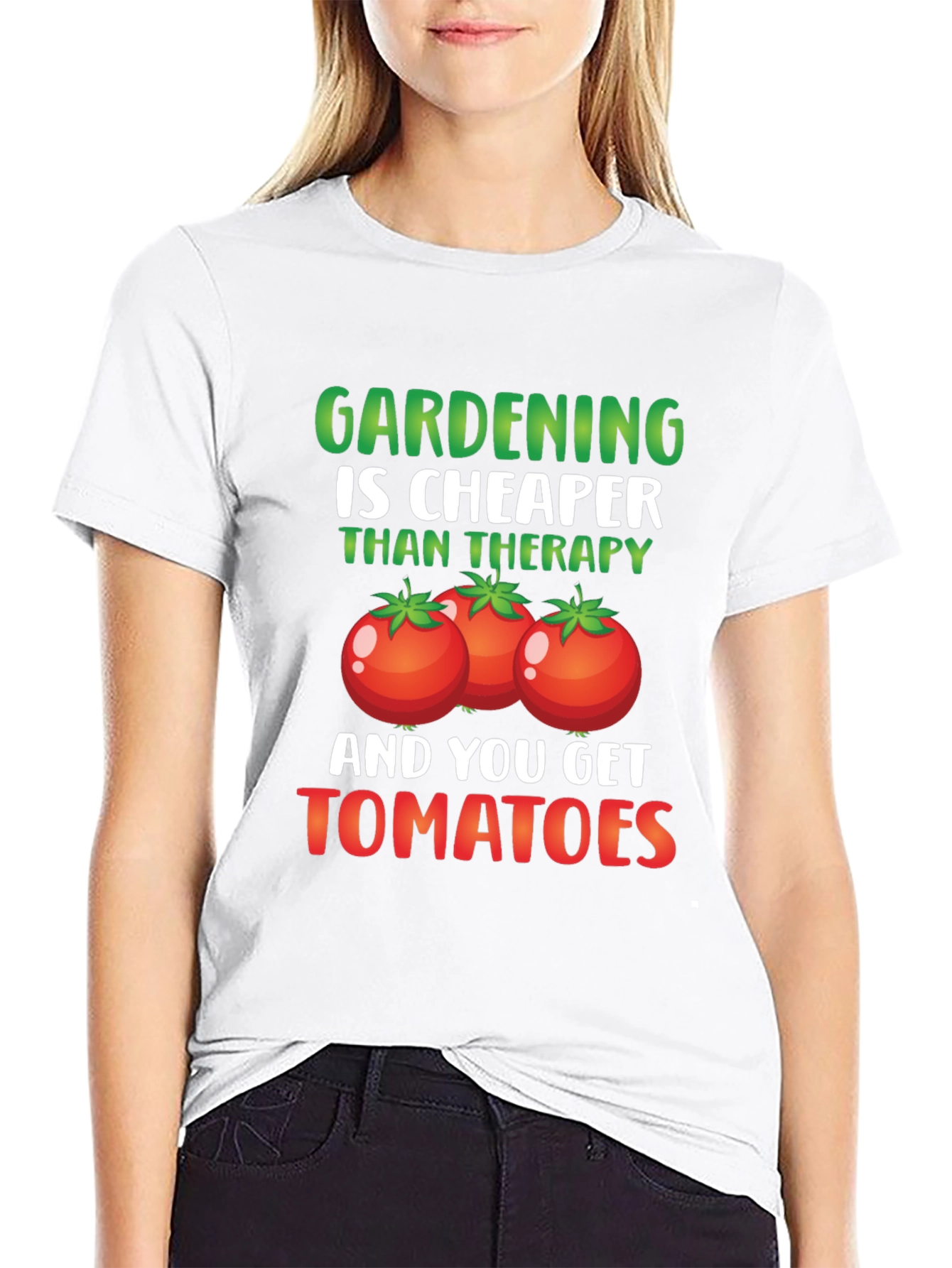 Gardening is Cheaper Than Therapy Tomato Graphic T-Shirt
