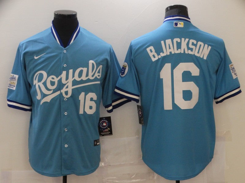 Men's Kansas City Royals Bo Jackson #16 Blue Fashion Stitched Jerseys