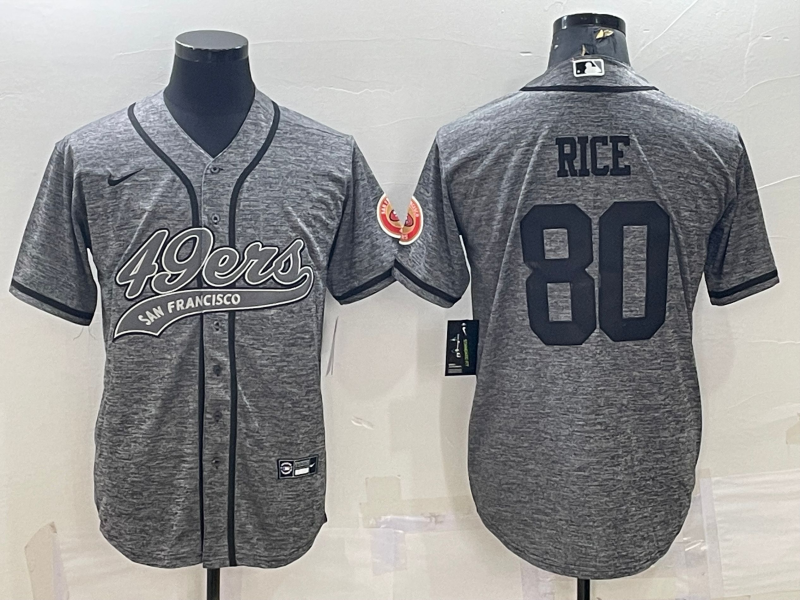 Men's San Francisco 49ers Jerry Rice #80 Grey Game Jerseys Joint Edition