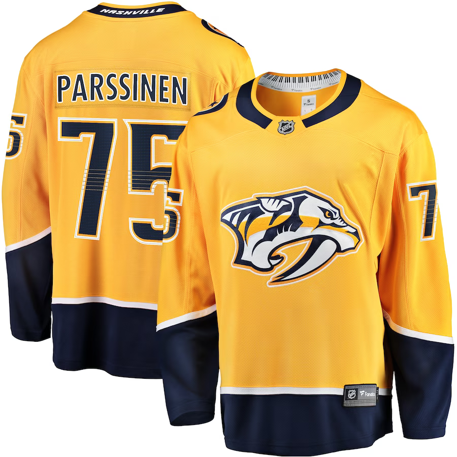 Men's Nashville Predators Juuso Parssinen #75 Gold Home Breakaway Jerseys