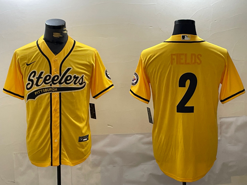 Men's Pittsburgh Steelers Justin Fields #2 Yellow Game Player Jerseys