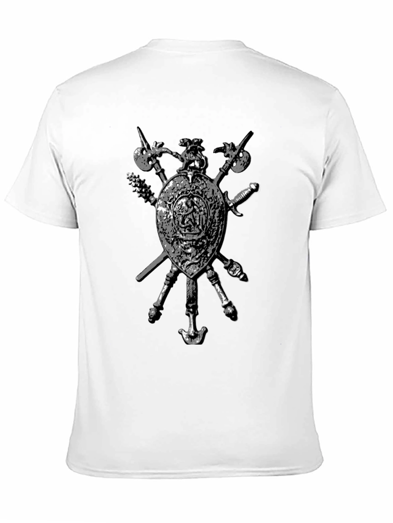 Medieval Shield & Weapons Graphic T-Shirt - Black