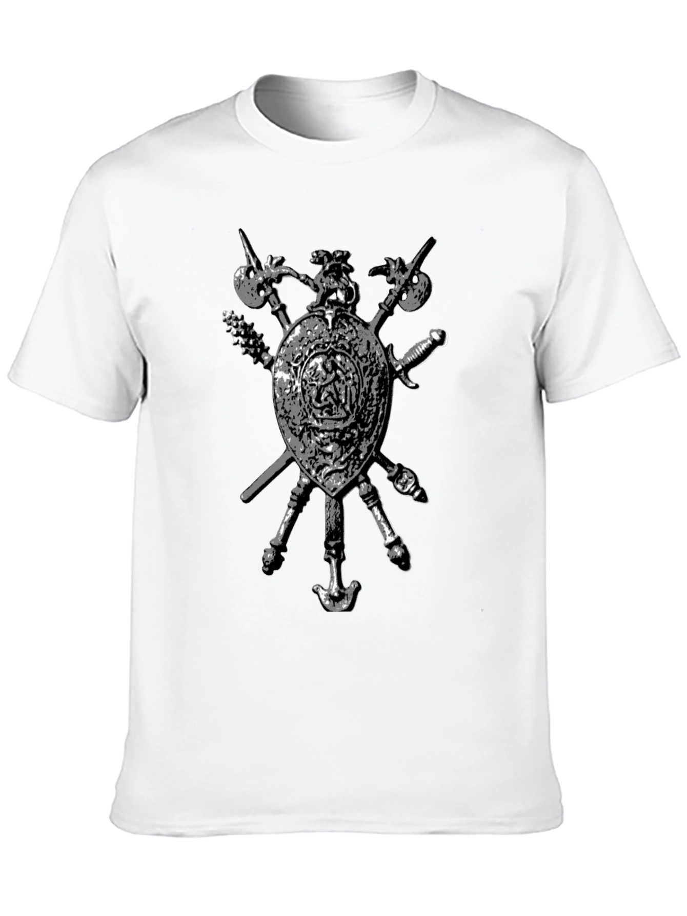 Medieval Shield & Weapons Graphic T-Shirt - Black