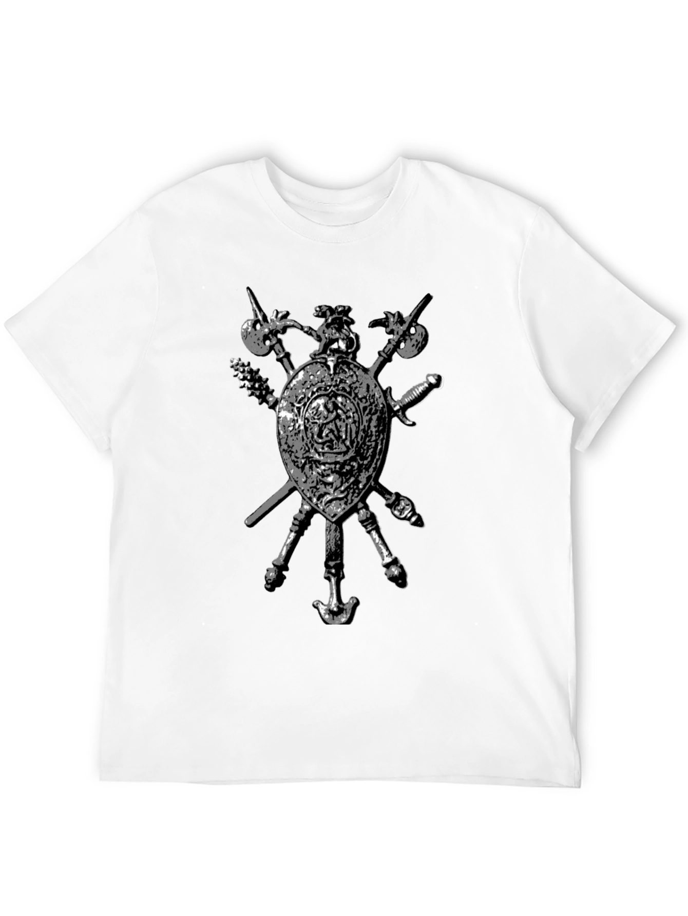 Medieval Shield & Weapons Graphic T-Shirt - Black