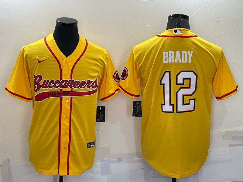 Men's Tampa Bay Buccaneers Tom Brady #12 Yellow Game Jerseys Joint Edition