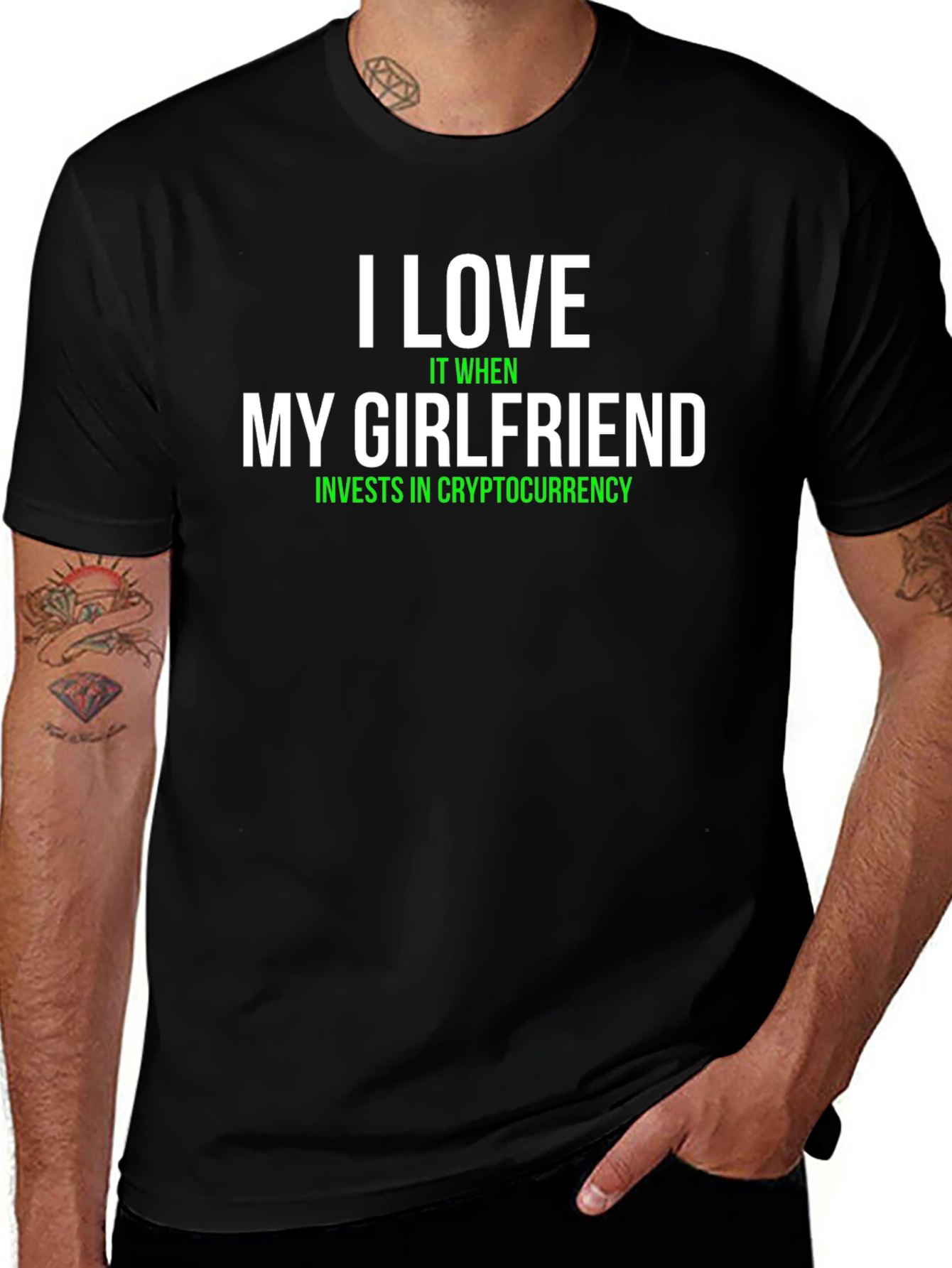 I Love My Girlfriend Cryptocurrency Investor Black T-Shirt